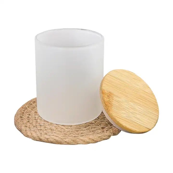 Glass Vessel Luxury Mini 9oz  Jars with Bamboo Wooden Lids