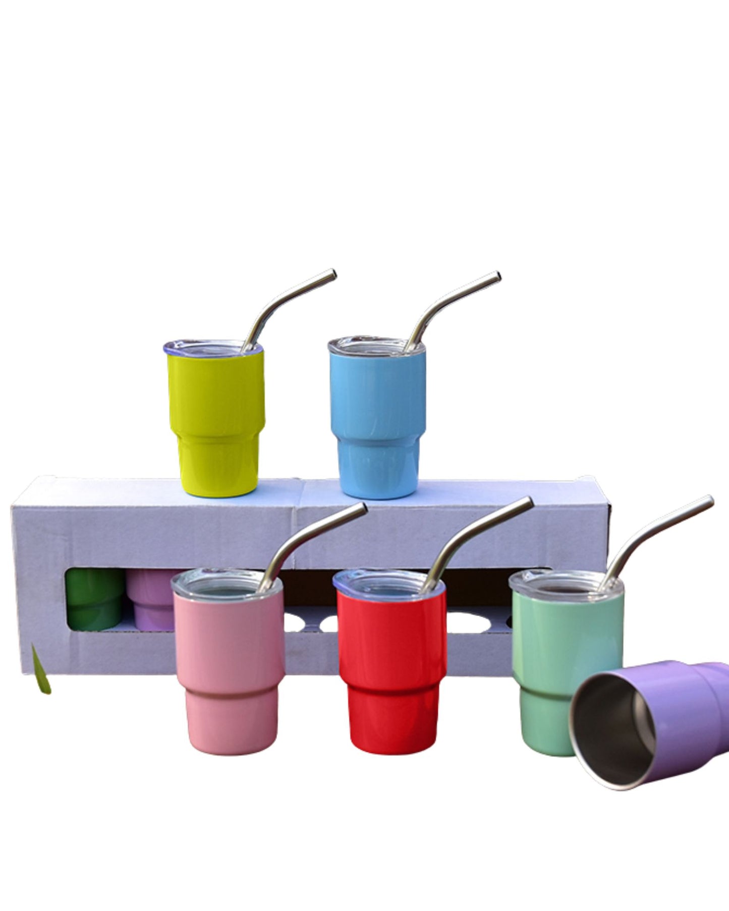 3 oz Mini Tumbler Shot Glass with Straw